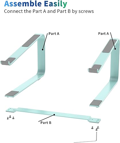 Miniatura 4 de SOUNDANCE Soporte para computadora portátil para escritorio, elevador de computadora de metal, soporte de PC pesado y estable, elevador ergonómico