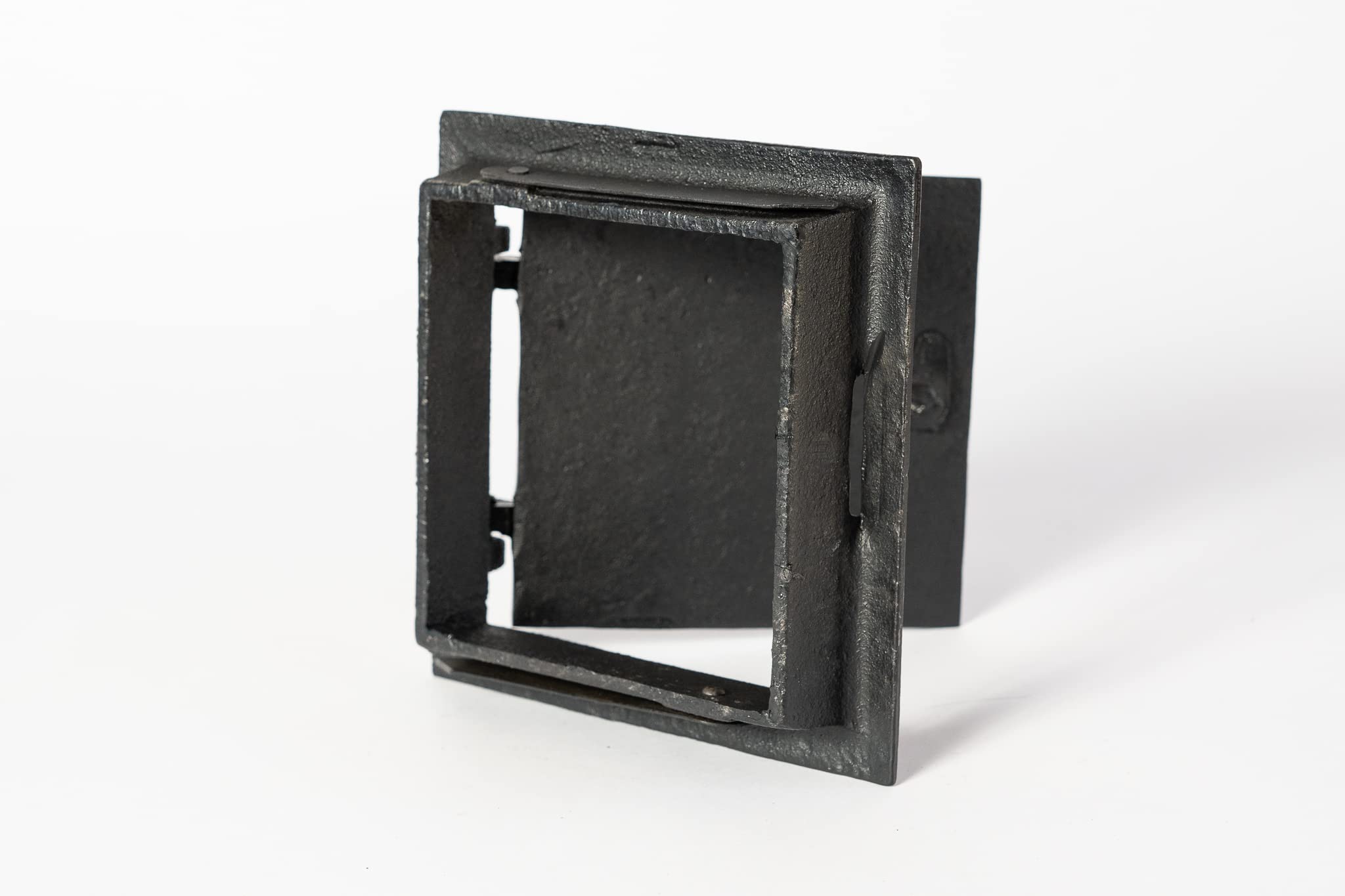 SEZAM Revisionstür für Öfen aus Gusseisen 17 x 3,5 x 17 cm, Kamintür - Klappe - Räumungstür, für Backöfen, Feueröfen & Kamine - schwarz bemalt