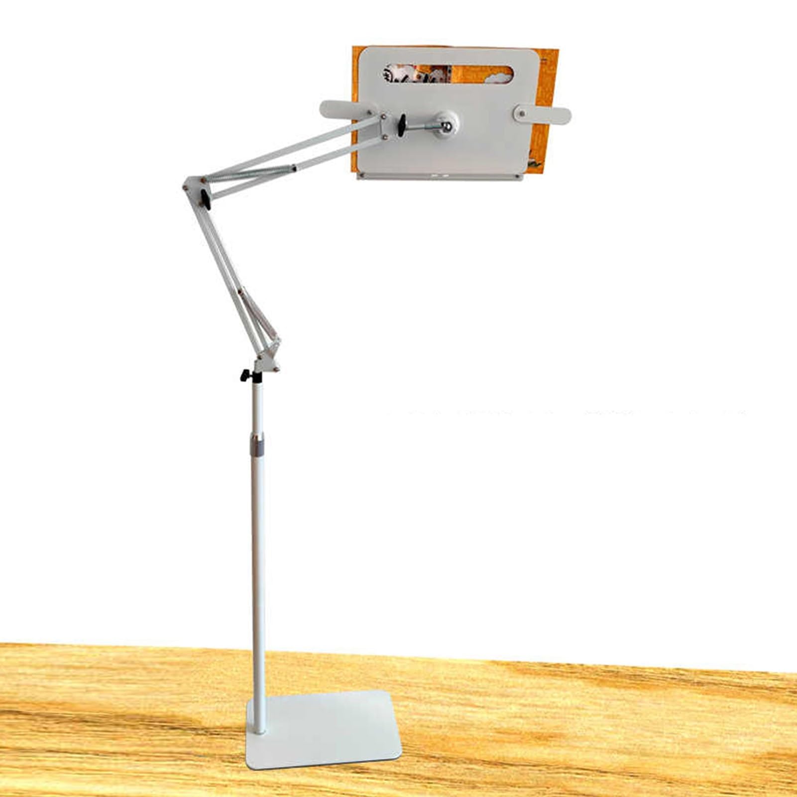 Support De Livre Sur Pied Réglable En Hauteur Avec Clips For Pages, Bras Rotatif À 360°, Adapté Aux Livres Cuisine, Ordinateurs Portables Et Partitions(H140CM)