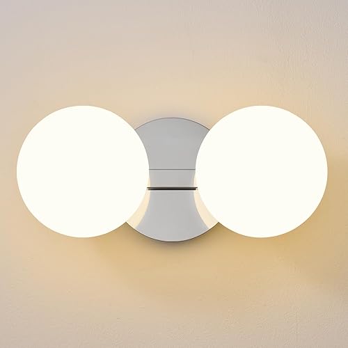 Miniatura 23 de Aplique de pared moderno de globo de vidrio: Luz de apliques esféricos dorados - Accesorio de luces de bola individual de latón pequeño para tocador