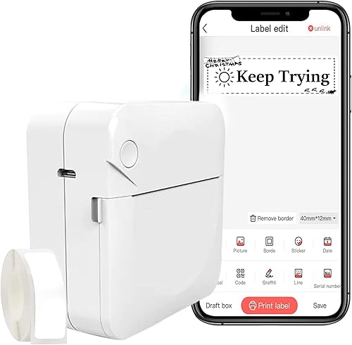WAKLOND Máquina etiquetadora con cinta, mini etiquetadora para almacenamiento, envío, código de barras, correo, oficina, hogar, organización,