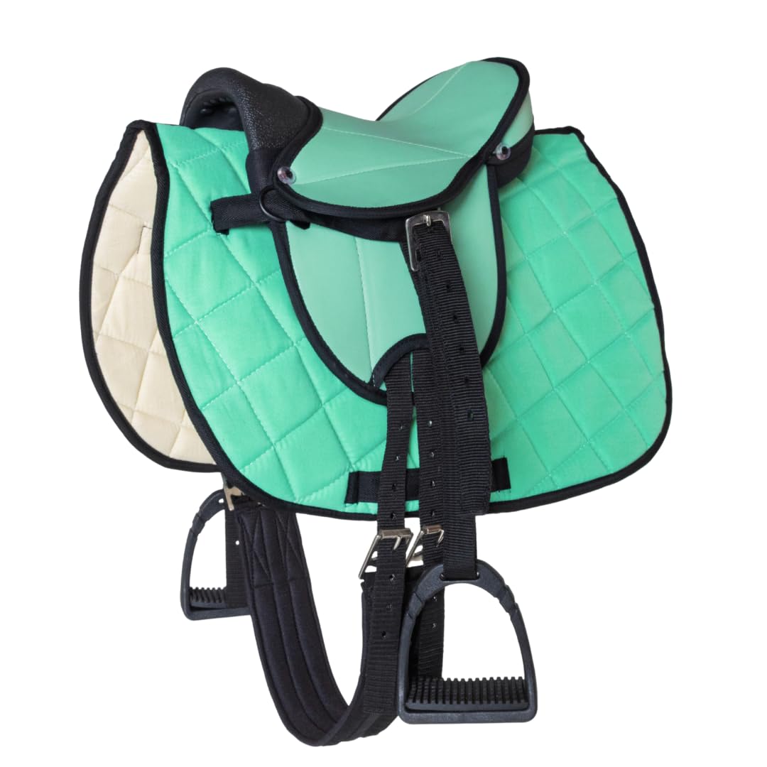 German Riding Set completo sella per shettys o cavalli in legno, sella per bambini, turchese