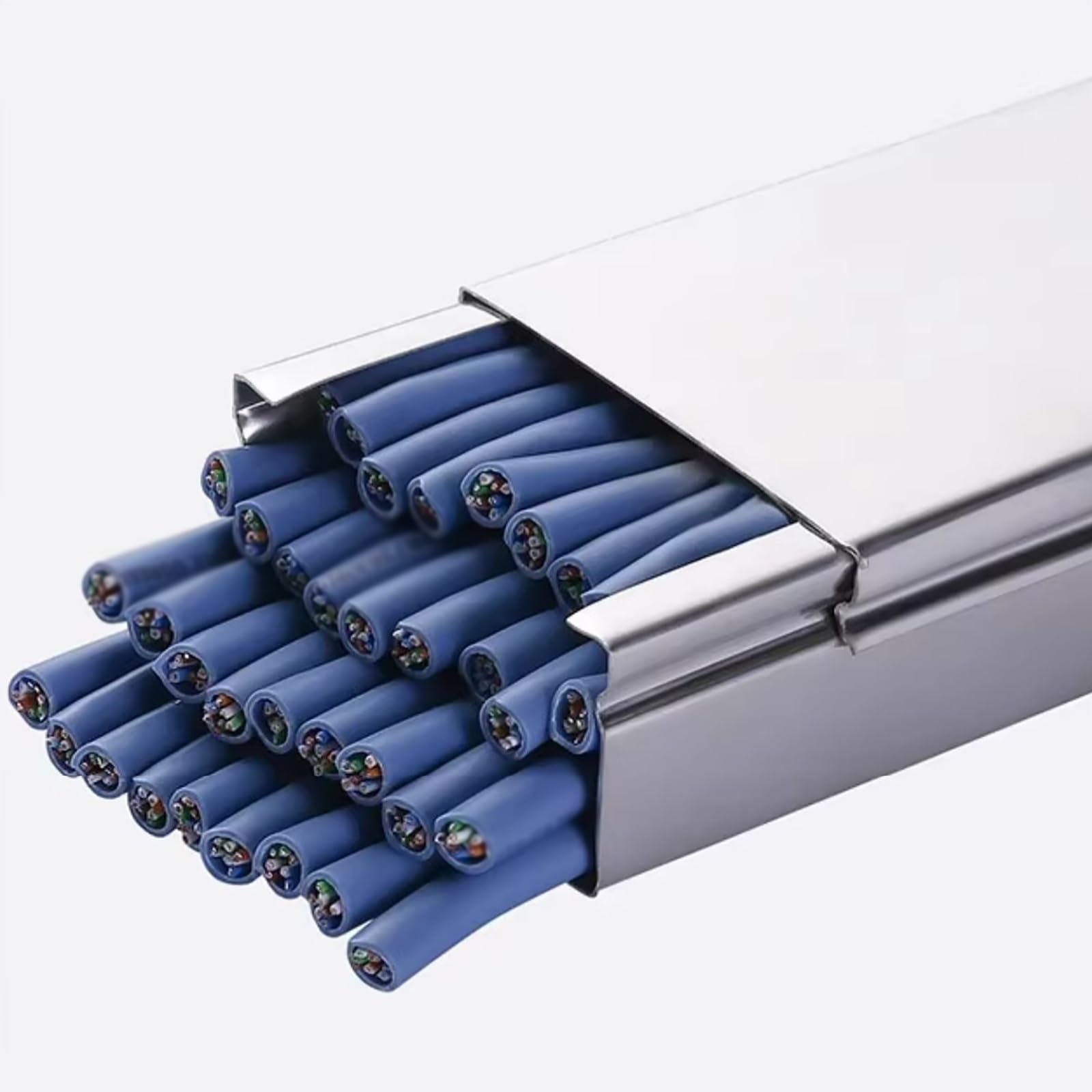 Canaleta Cables Suelo Cubre Cables de Acero Inoxidable 304 Pasacables Suelo con Tapa Ideal para el Hogar, la Oficina o Exteriores(10x5cm/4x2in)