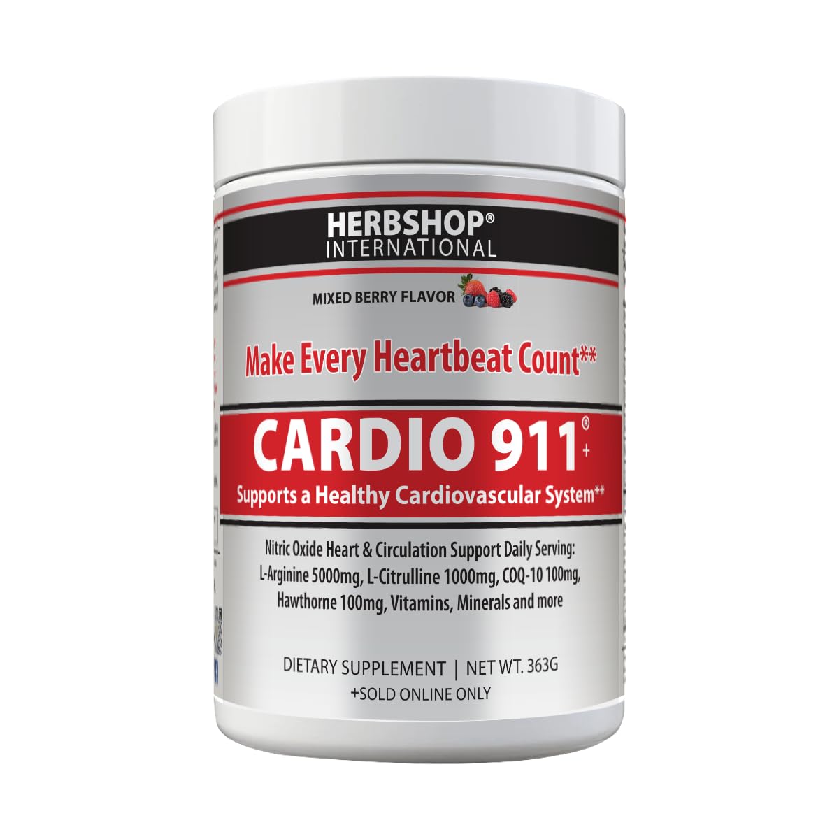 Drink Mix, Mixed Berry, L-Arginine 5000mg, L-Citrulline 1000mg, Vitamins B12, C, D3, Beet Root, 30 Servings, 363 Grams, Premium Wellness Support, Nitric Oxide, Cardio