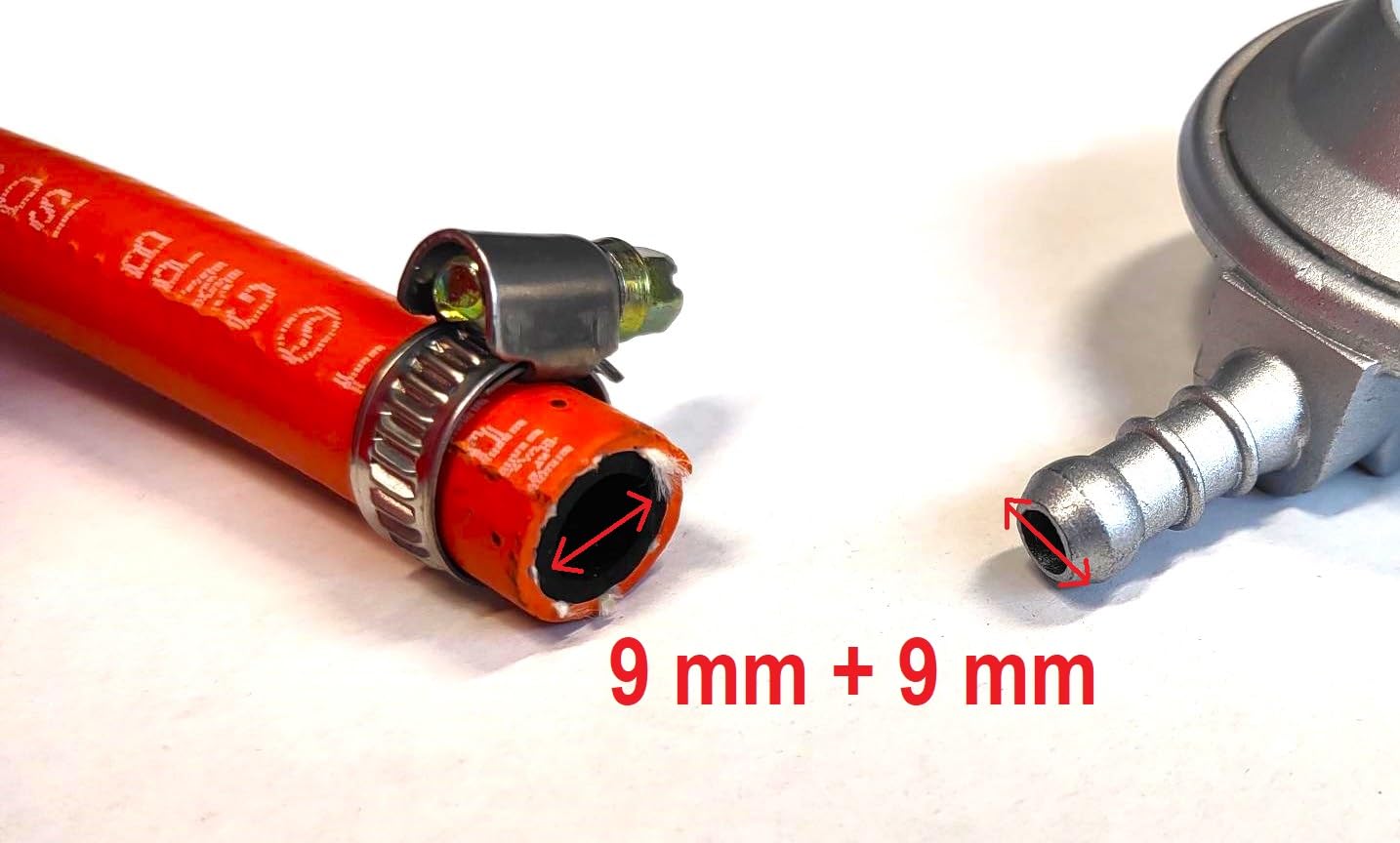 Regulador ajustable de cartucho de propano/butano de 7/16» con bombona de gas y manguera para conectar la barbacoa - kit turístico | para barbacoa con conexión de 9mm