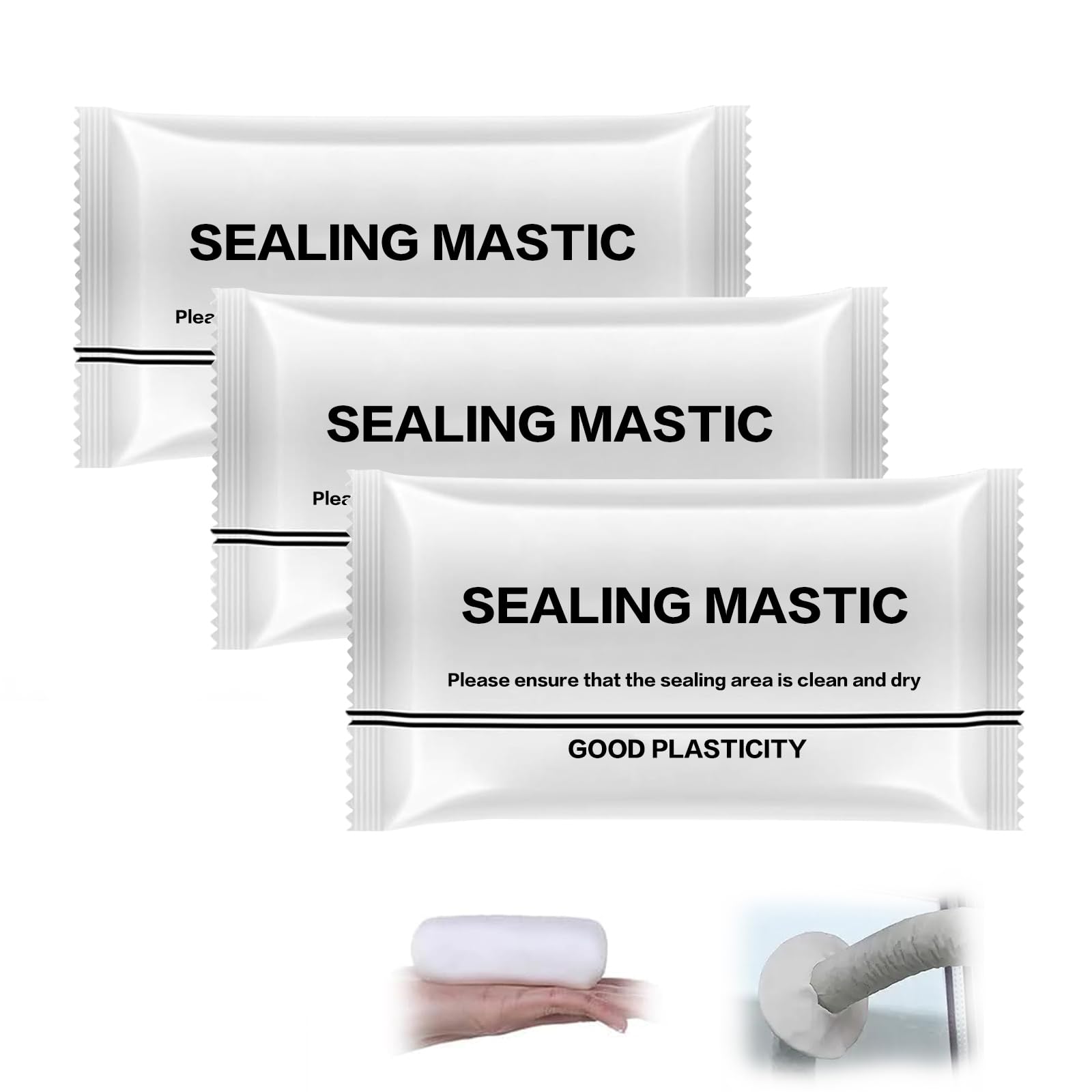 Waterproof Sealant Mastic, 2025 New Repair Sealing Clay Wall Gaps Filler, Quick Mending Mud for Drain Connection, Wall Hole, Air Conditioning Hole Waterproof Seal Putty (0.06 pounds/Pack) (3)