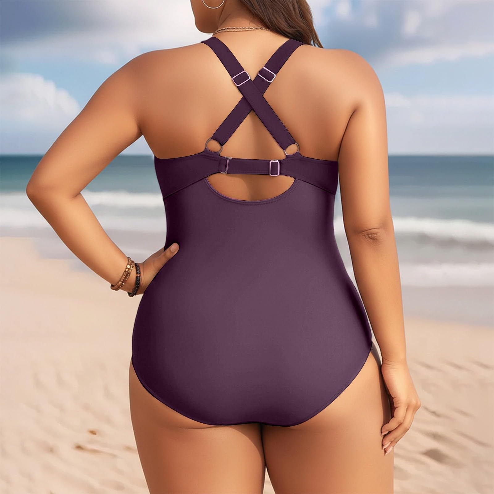 Bañador Mujer Una Pieza Reductor Push Up Traje de Baño Natacion Talla Grande Bañadores Drapeado Ropa de Baño Deportivo Tirantes Cuello V Monokini Sexy Playa Vacaciones Swimsuit