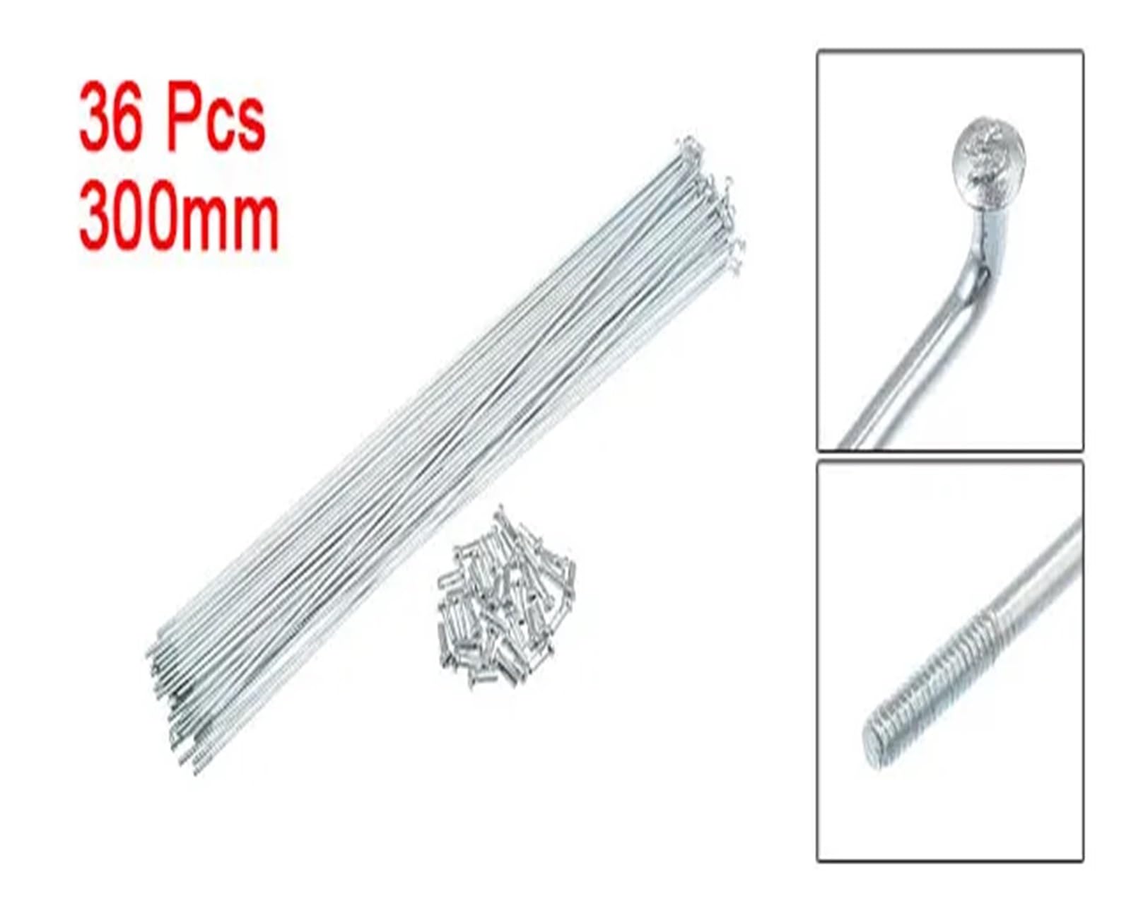 36 radios galvanizados para bicicleta de 14G J Bend de 300 mm y 305 mm con pezones