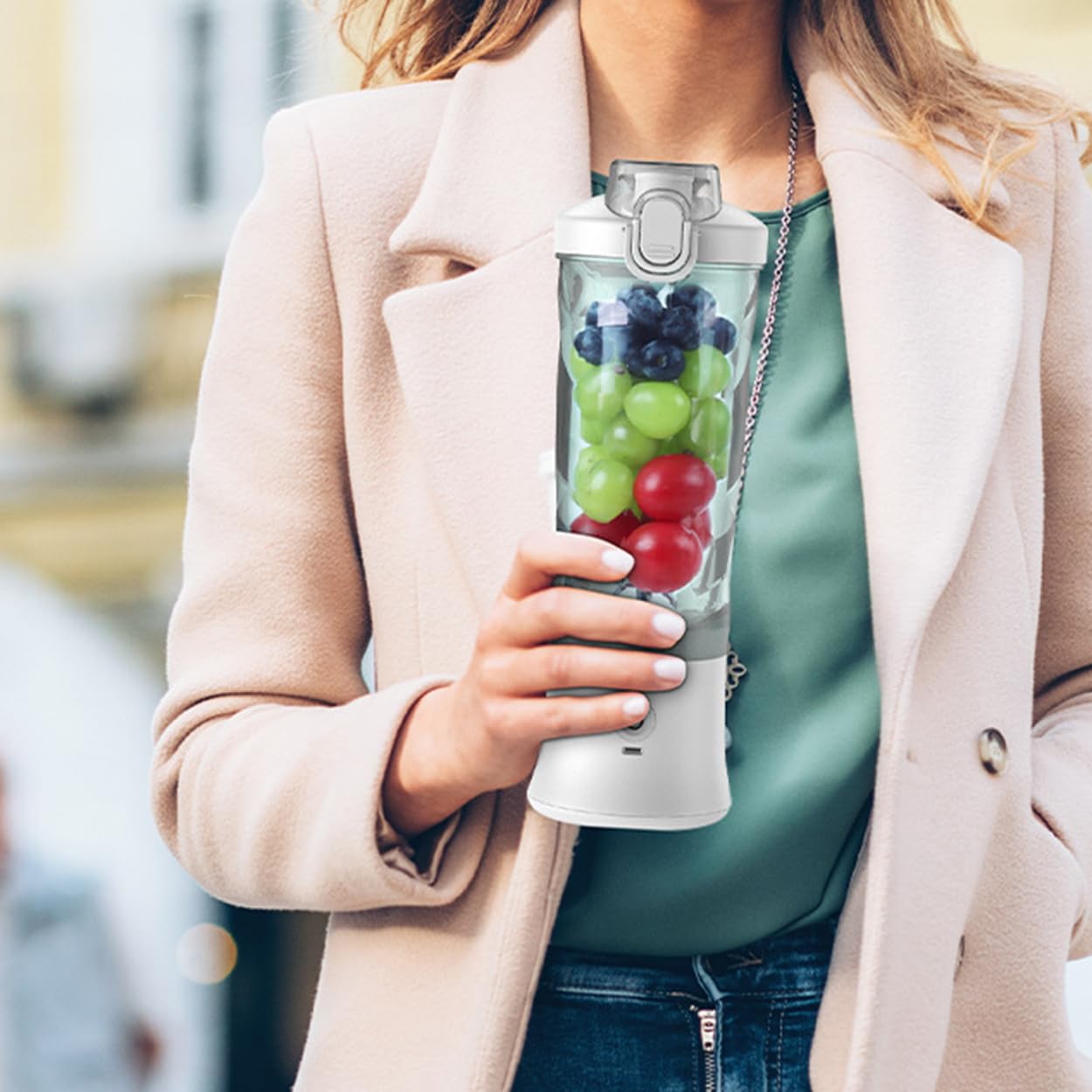 Frullatore Portatile USB Meichoon - 600ml, 6 Lame, Batteria 4000mAh, Bianco - Foto 3