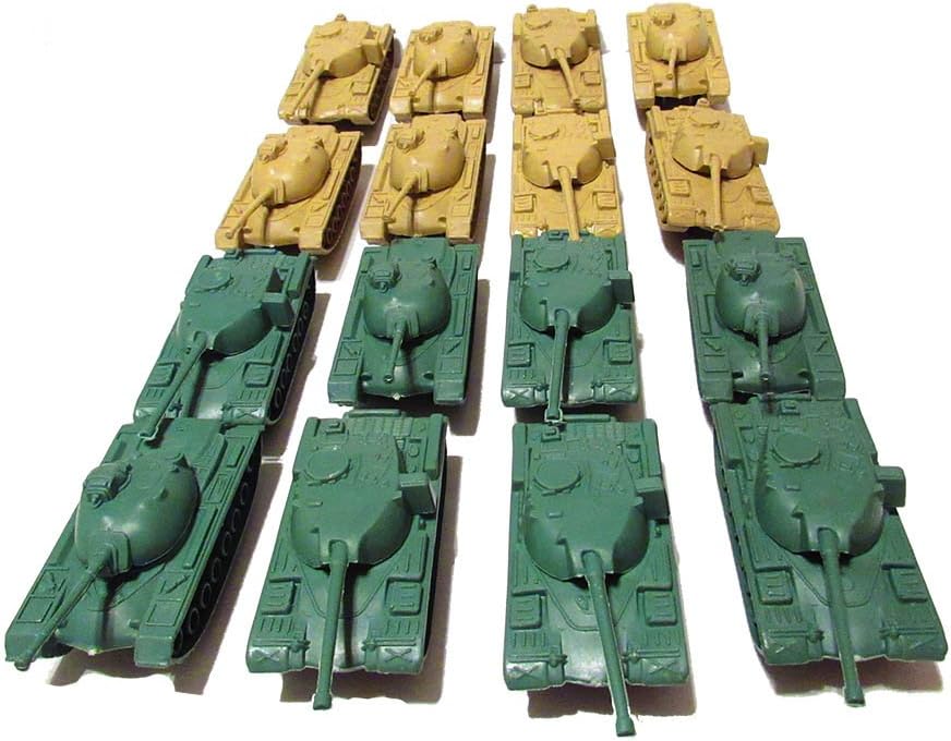 Toy Essentials 16 Pc Green and Desert Army Battle Tanks Play Set