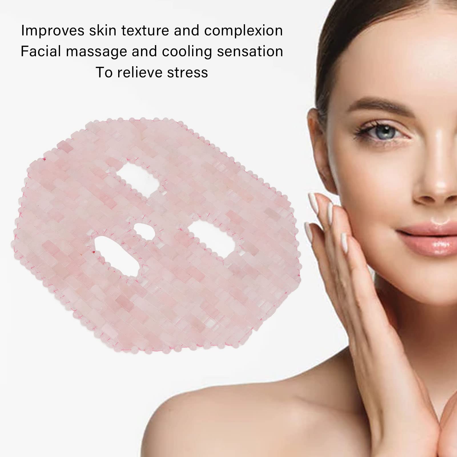 Couverture Faciale Jadestone, Masque pour les Yeux Anti-âge, Soulagement du Stress, pour Yeux Gonflés, Cernes, Soins du Visage (Quartz rose)