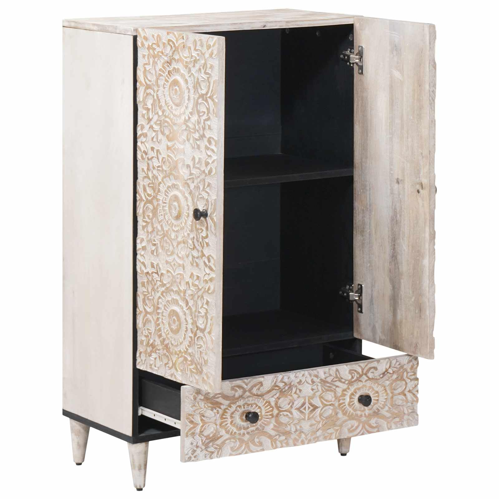 vidaXL Mueble Alto con cajón 60 x 33,5 x 100 cm Madera de Mango Maciza