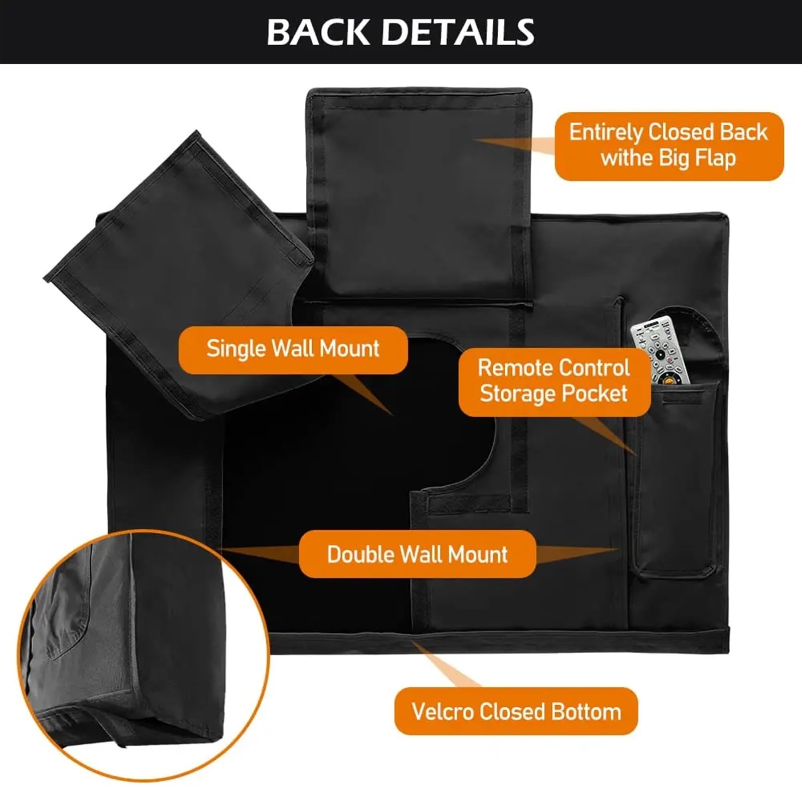 Funda for TV de Exterior de 22 a 65 Pulgadas, Resistente a la Intemperie y con Bolsillo de Almacenamiento con Cremallera Impermeable, Universal. para TV(FOR 36-38inch TV)