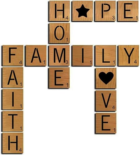 Miniatura 2 de Scrabble - Plantillas de letras de azulejos de 3 pulgadas, paquete de 28 plantillas de alfabeto estilo Scrabble para pintar sobre madera, plantillas