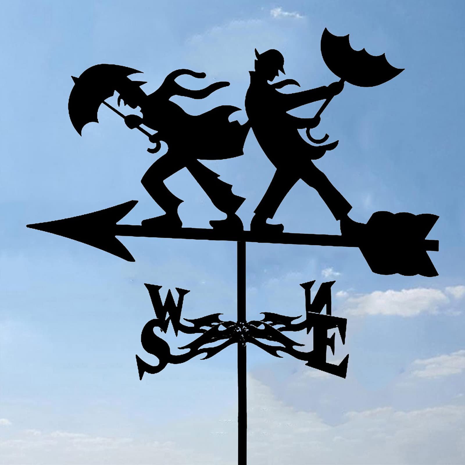 WIQUYBML Weathervane Stainless Metal Wind Vane Weathercock Direction Indicator for Yard Garden Roof Ornament/Umbrella Guys/50 * 35Cm