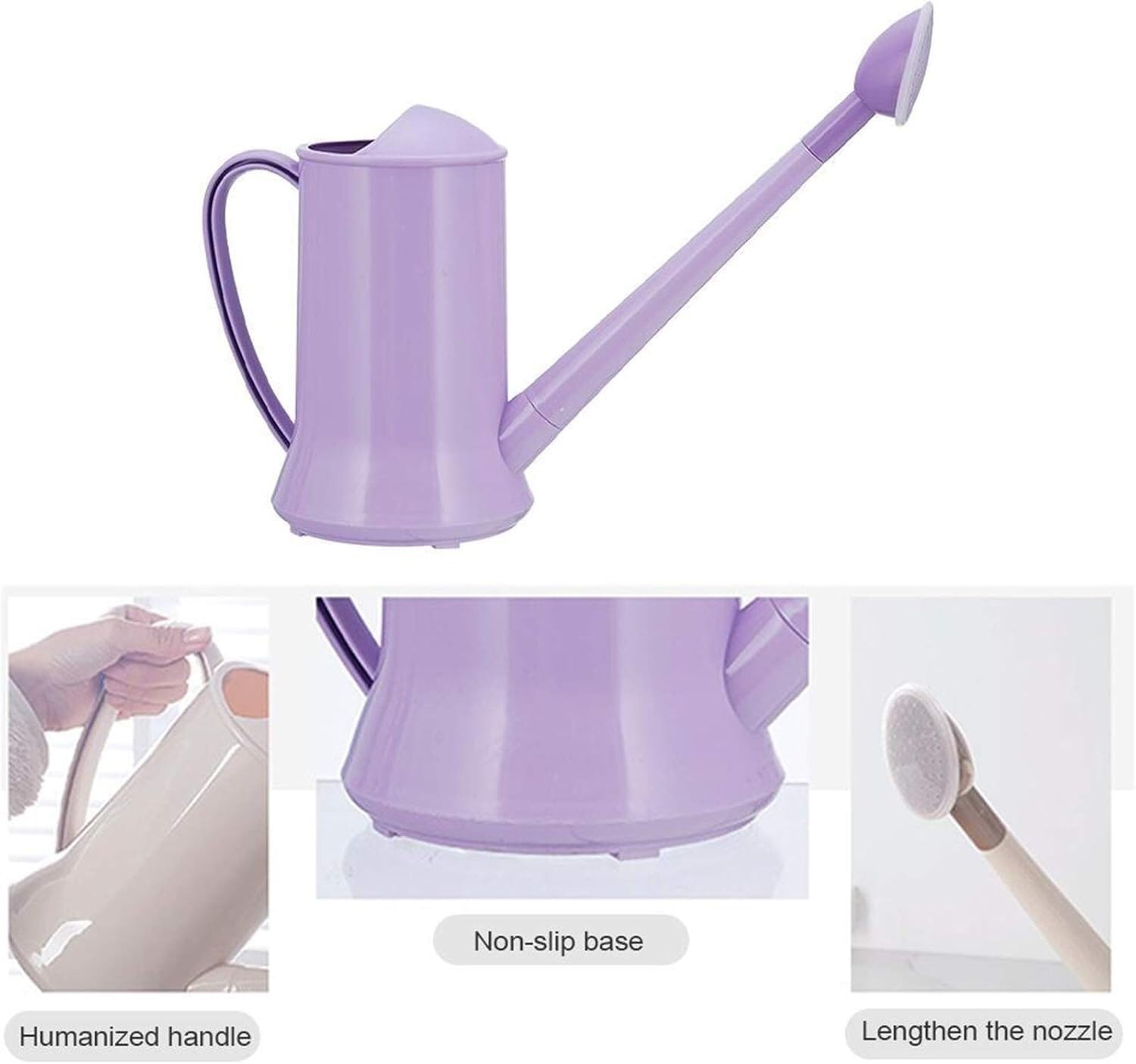 Esta regadera de plástico de 2 litros para jardinería, con Boquilla Larga y Grande, Estilo Retro, Ideal para regar Plantas en Maceta (Color: Rosa) (Beige).