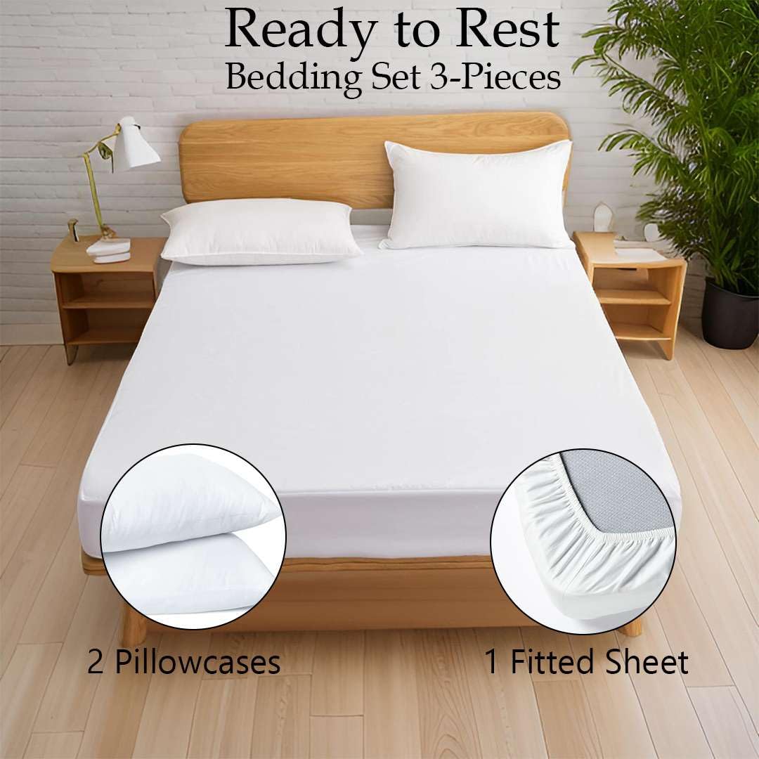 Deep Pocket Twin Sheets With Side Pockets — Fits Air Mattress 16\"–24\", 3-Piece Set (Navy Blue)