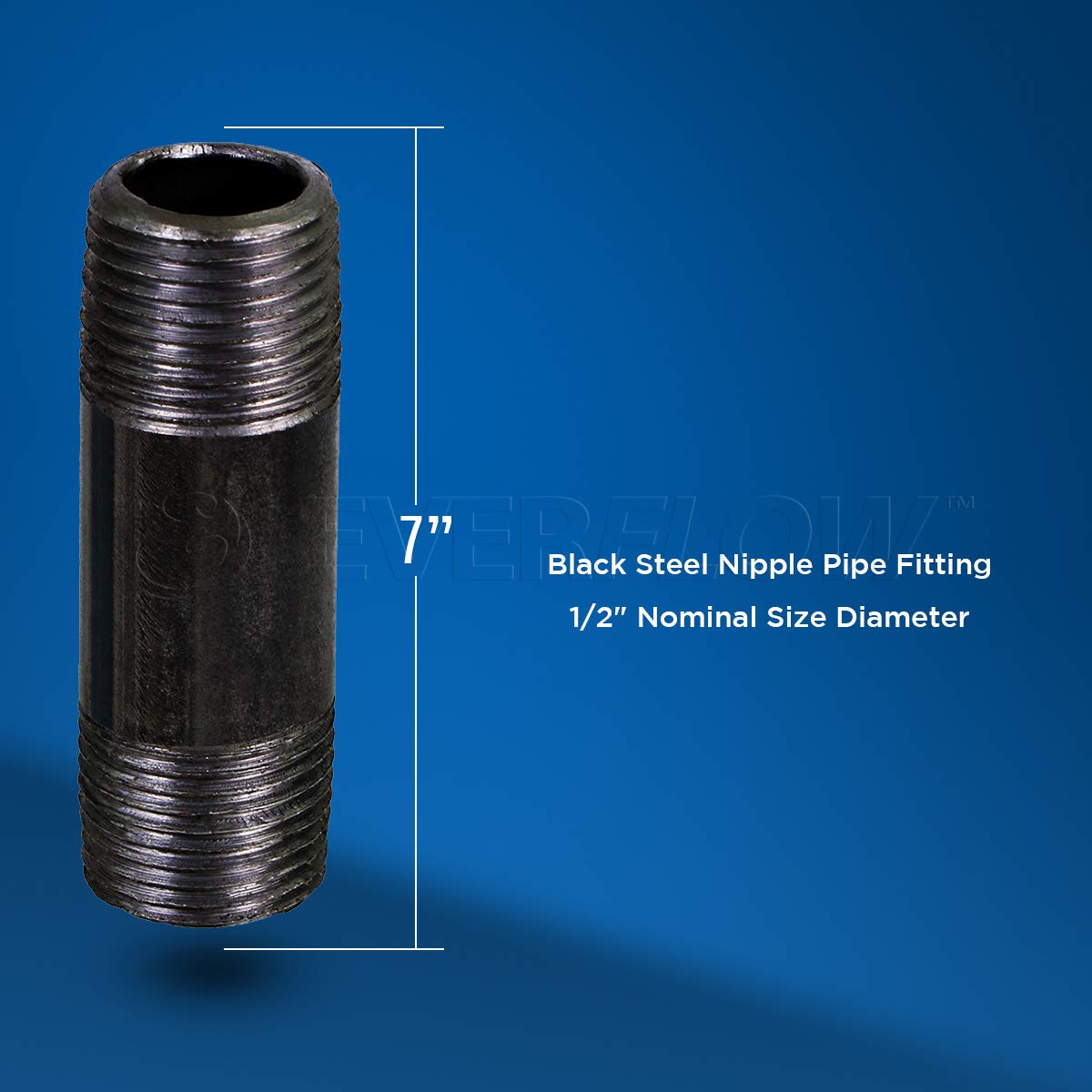 Everflow OQCM1270-4 Tubo de Acero para pezón, Negro, 1/2"-7"
