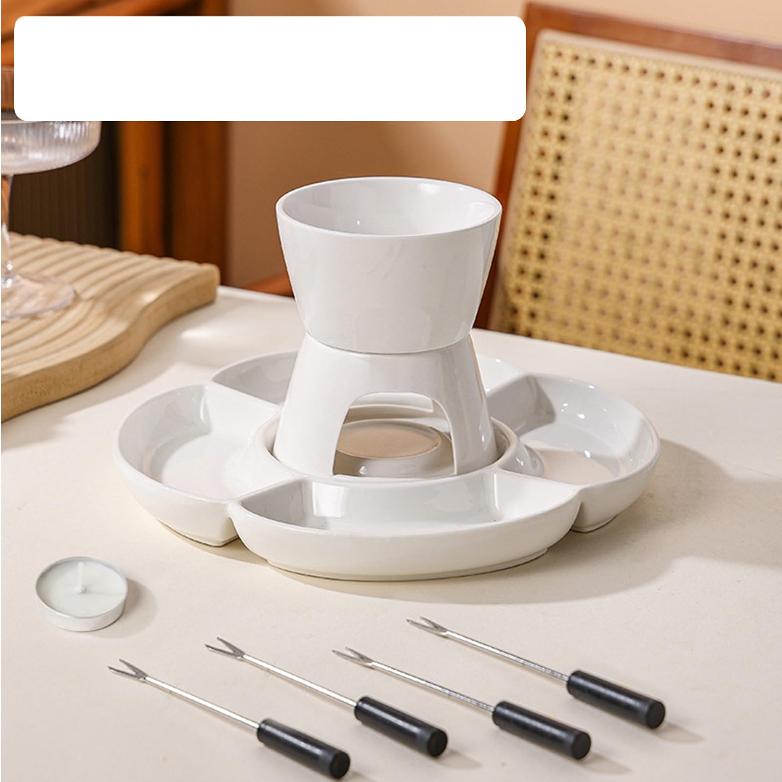 Set per fonduta di cioccolato Ceramica, Riscaldamento A Candela, Fonduta,