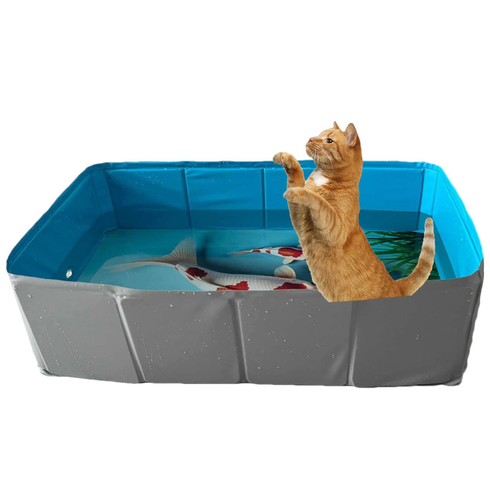 Piscina De Baño Para Mascotas Piscina de Vadeo Plegable de PVC Cuadrada | Bañera Multifuncional Para Cachorros Gatos Y Animales Pequeños
