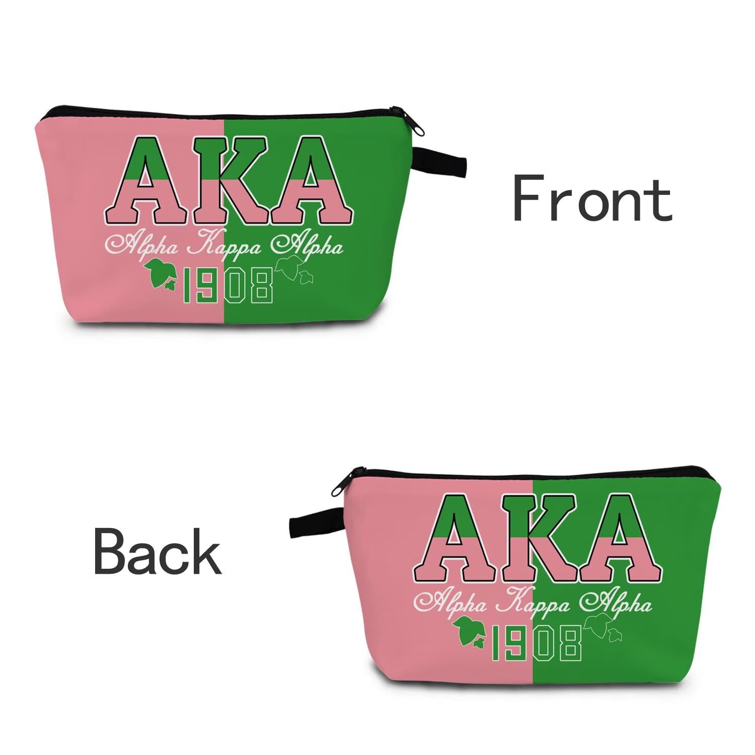 AKA Alpha Kappa Alpha Print Makeup Bag 1908 Design Cosmetic Organizer Sisterhood Birthday Gift Festival Present for Women Teens Travel Beauty Pouch