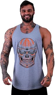 Regata Longline Cavada Moda Masculina MXD Conceito Academia Camiseta Estampada Caveira Colorida