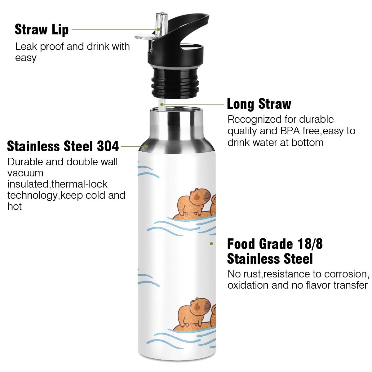 Thermosfles, 500 ml, roestvrij staal, BPA-vrij, lekvrij, isolatiefles