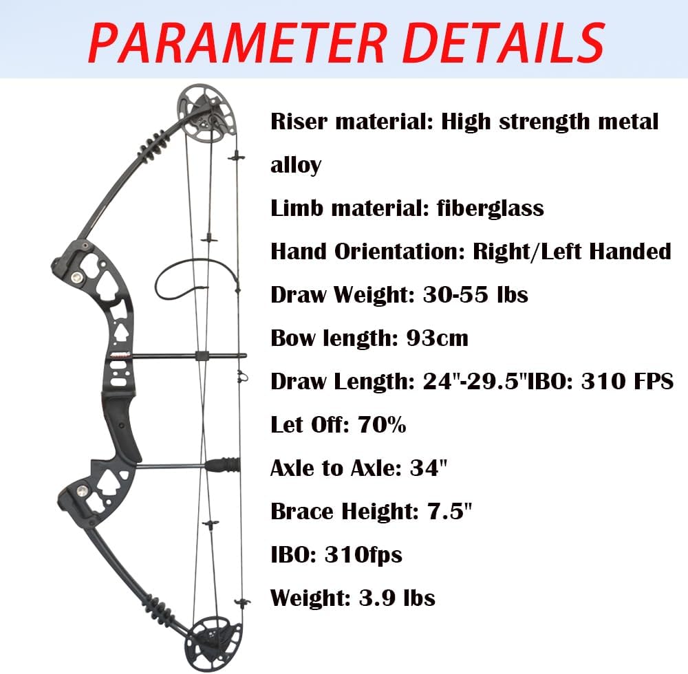 Compound Bow Kit for Adult and Beginner,Hunting Bow Archery Set with Alll Accessory,Draw Weight 30-55 Lbs, Right & Left Hand for Hunting Fishing Target Shooting