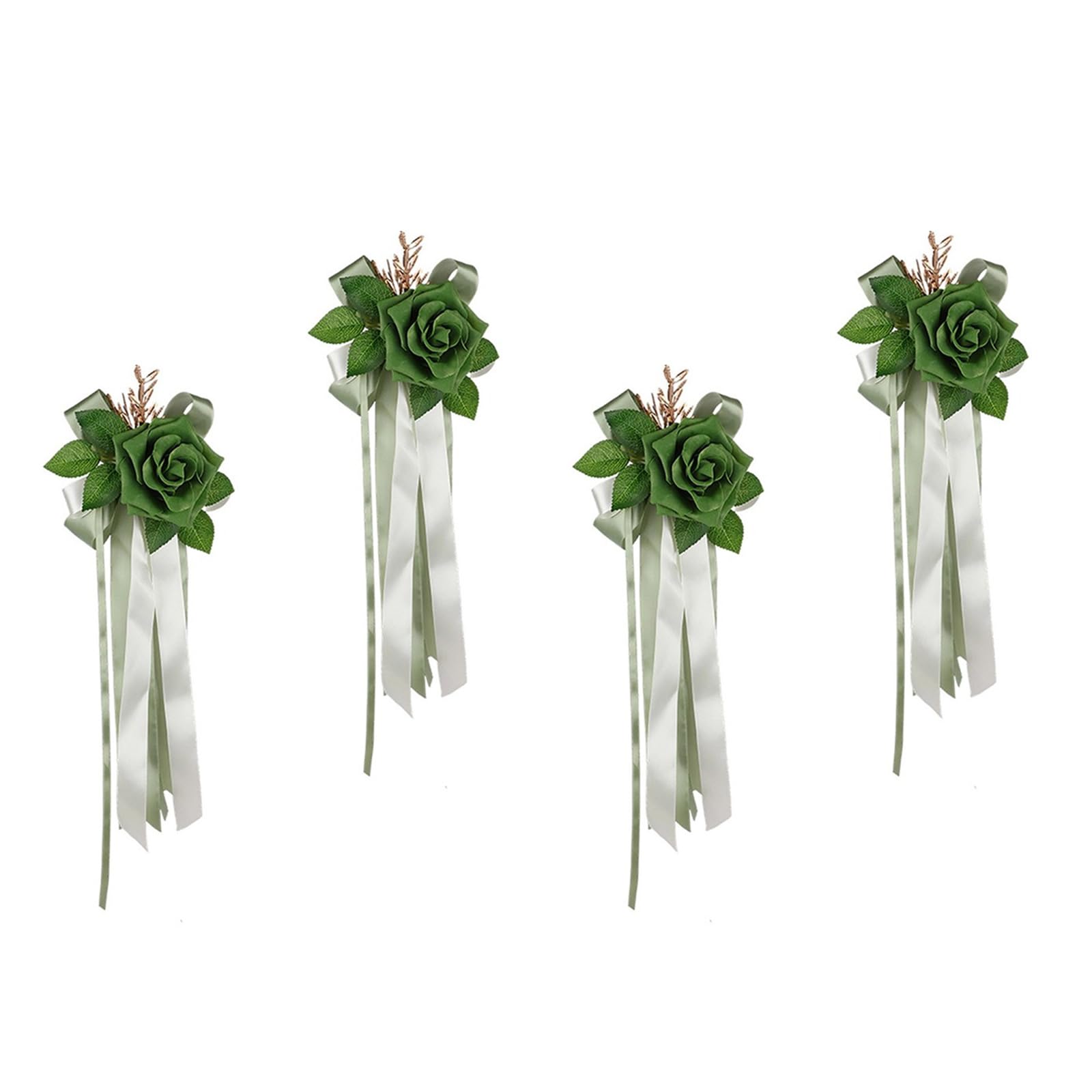 ZHANGYEZHAN 4Pcs Wedding Car Glass Floral Arrangements Artificial Silk Flower with Ribbon for Bridal Showers Party Decoration Luxury Wedding Car Floral Arrangement