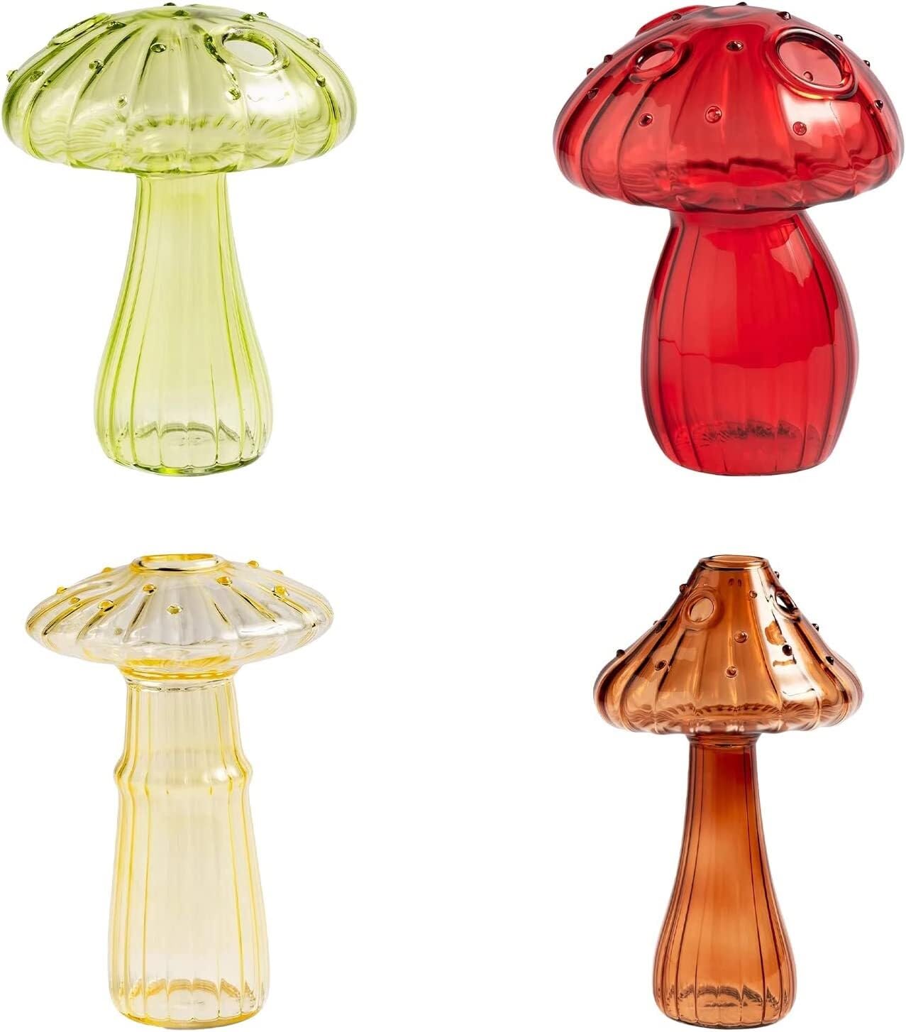 Lot de 4 vases en Verre de Champignon, Ornements de Table for Station de Propagation de Terrarium, Arrangement de Fleurs, vases hydroponiques, Arrangements Floraux for décoration d'intérieur