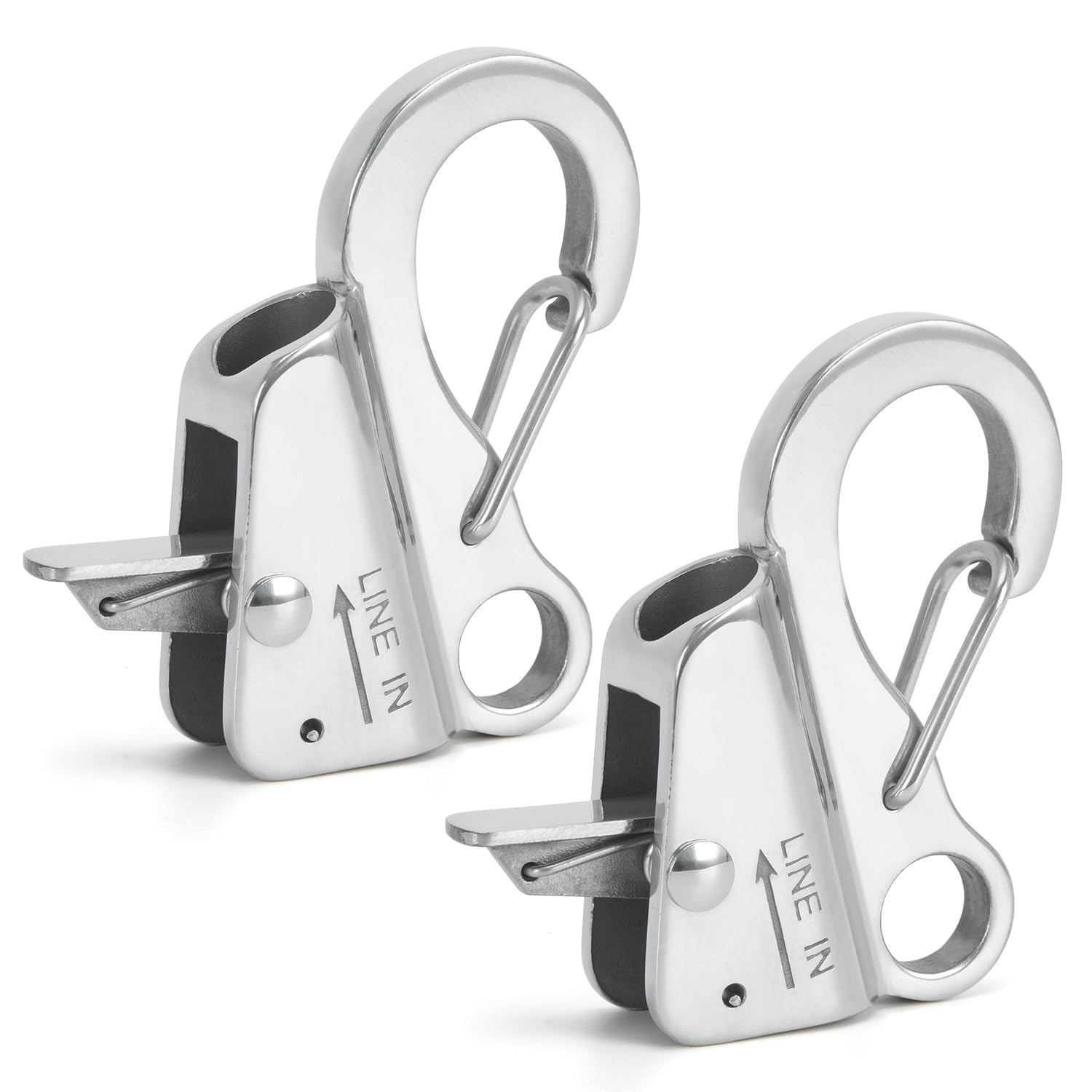 Black Stainless Steel Adjustable Line Length Sliding Rope Hook Boat Yacht Quick Release Clip Boat Bumper for Boat Docking