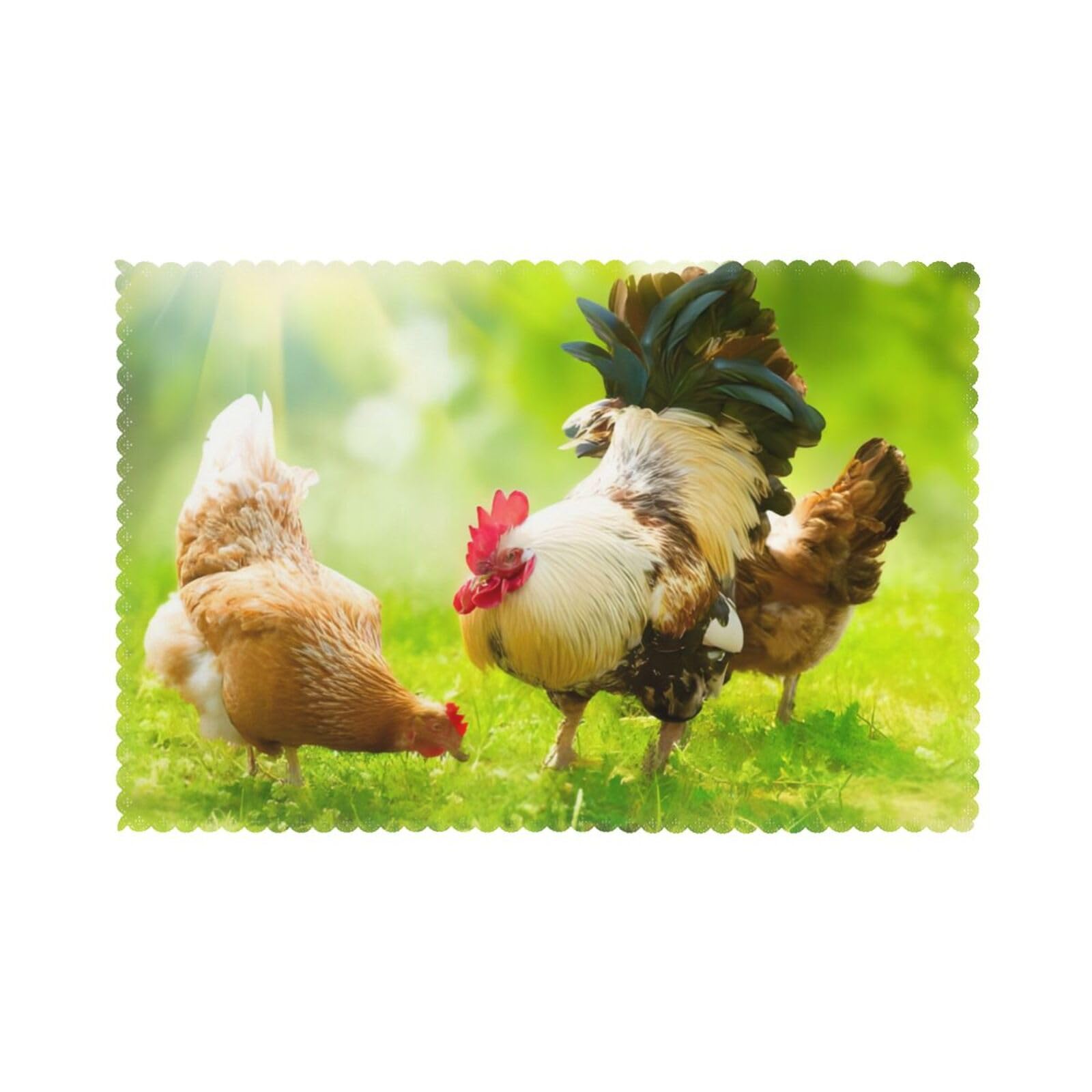 Farm Rustic Chickens Printed table mat set (6 pieces) - Aesthetic upgrade for family gatherings and hotel banquets