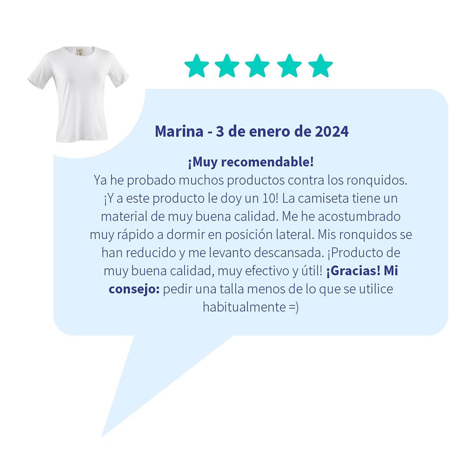 Estándar Camiseta Anti-Ronquidos con Rollo de Espuma Rígido, para Mujer [L]