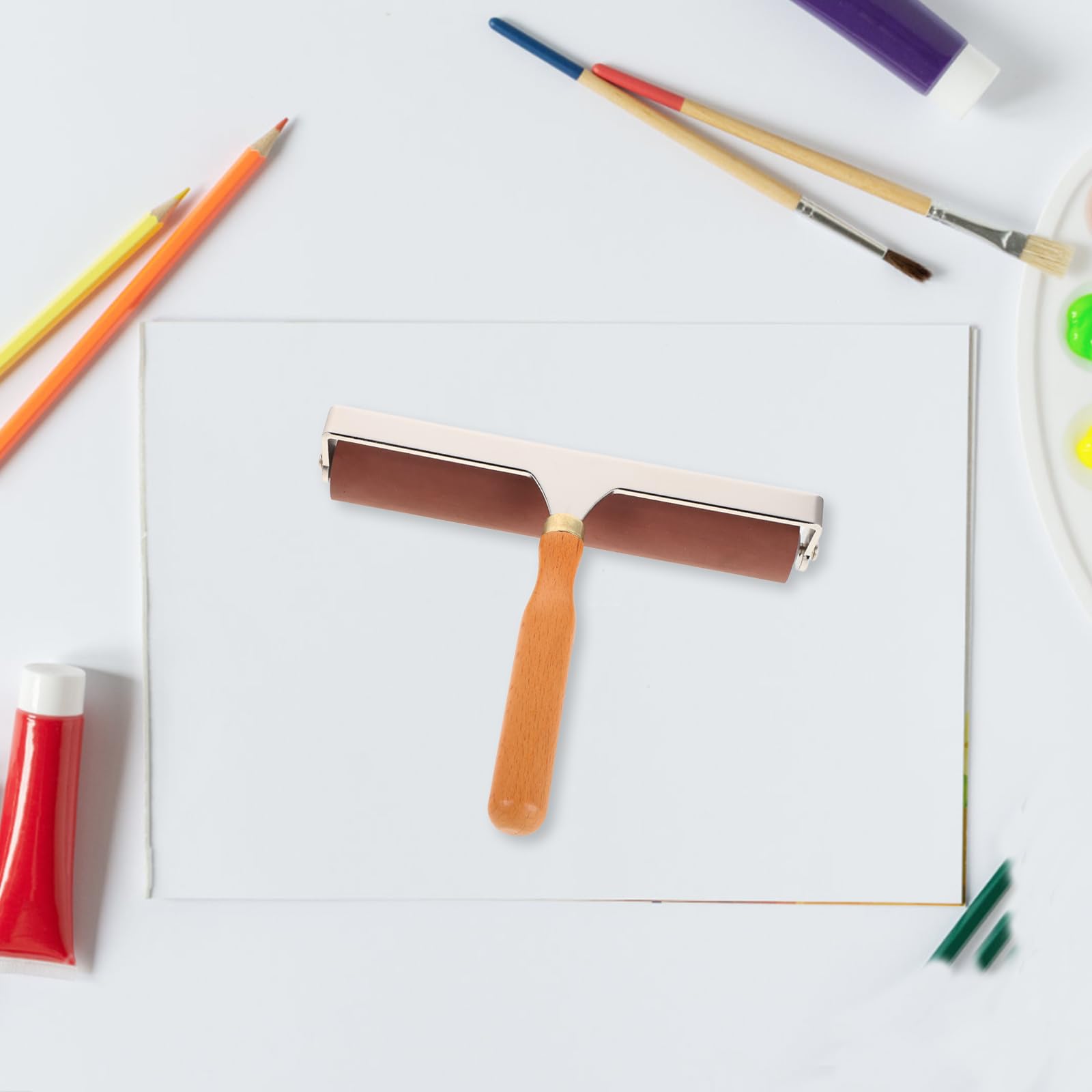 DECHOUS Rodillo de Goma para Impresión y Manualidades 20 CM Herramienta Práctica para Estampado y Pegamento Rodillo Multifuncional para Proyectos Artísticos y Bricolaje