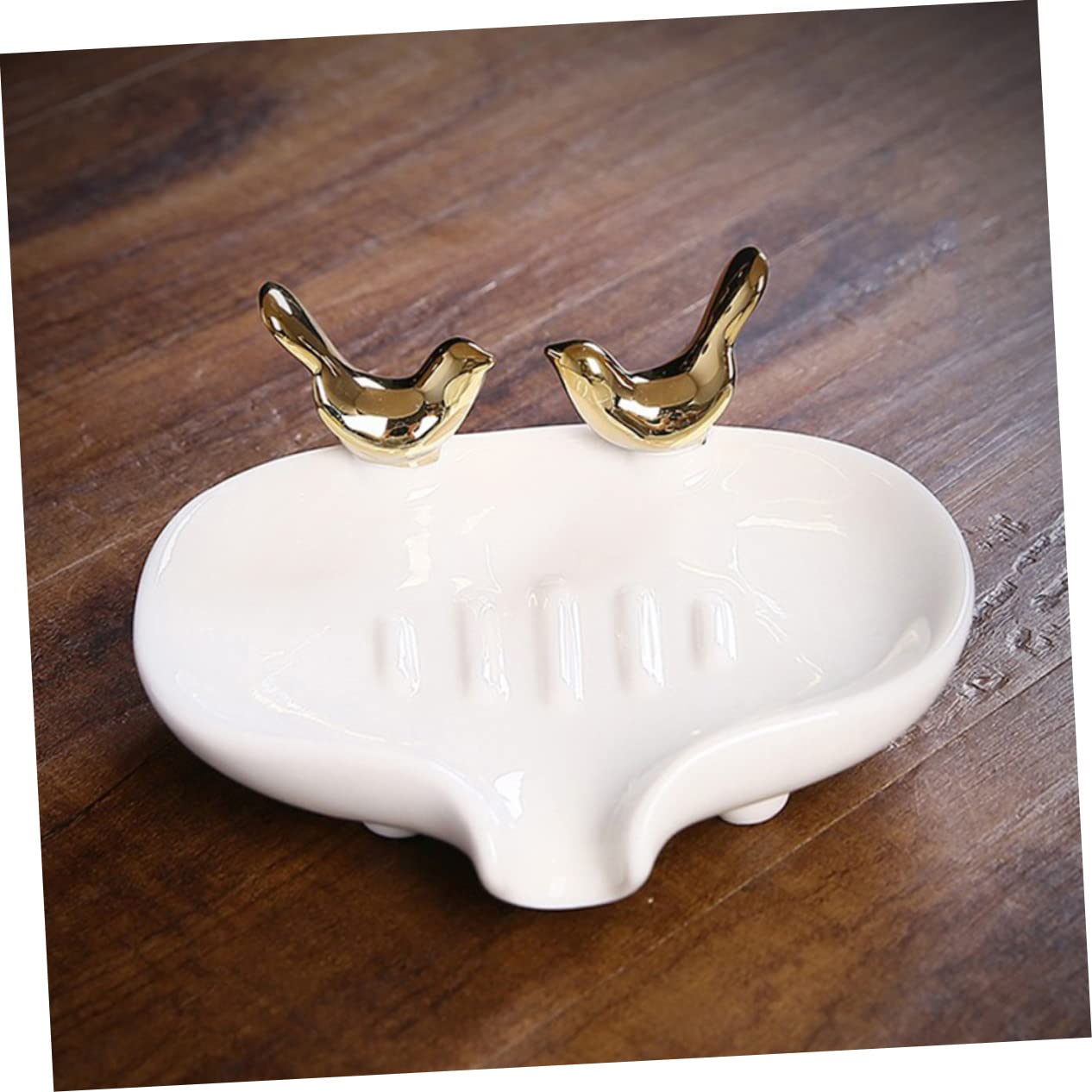 WOONEKY 1pieza Jabonera De Cerámica Elegante para Baño Soporte De Jabón Drenaje Natural Diseño Moderno Necesidad De Taladro