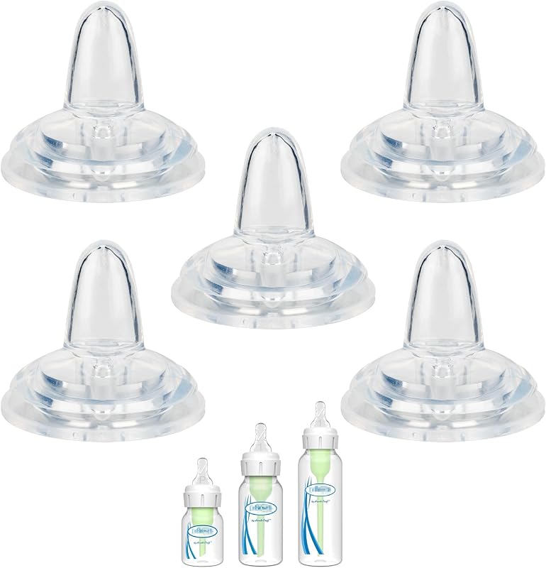 Sippy Nipple for Dr. Brown's Narrow Bottle & Sippy Spout Bottle, Soft 100% Silicone Baby Bottle Straw Nipple, 6m+, 5 Count