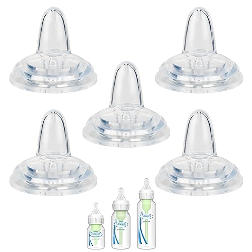 Tetina para biberón estrecho del Dr. Brown's y biberón con boquilla para sorber, suave 100% silicona para biberón con pajilla, 19.7 ft+, 5 unidades