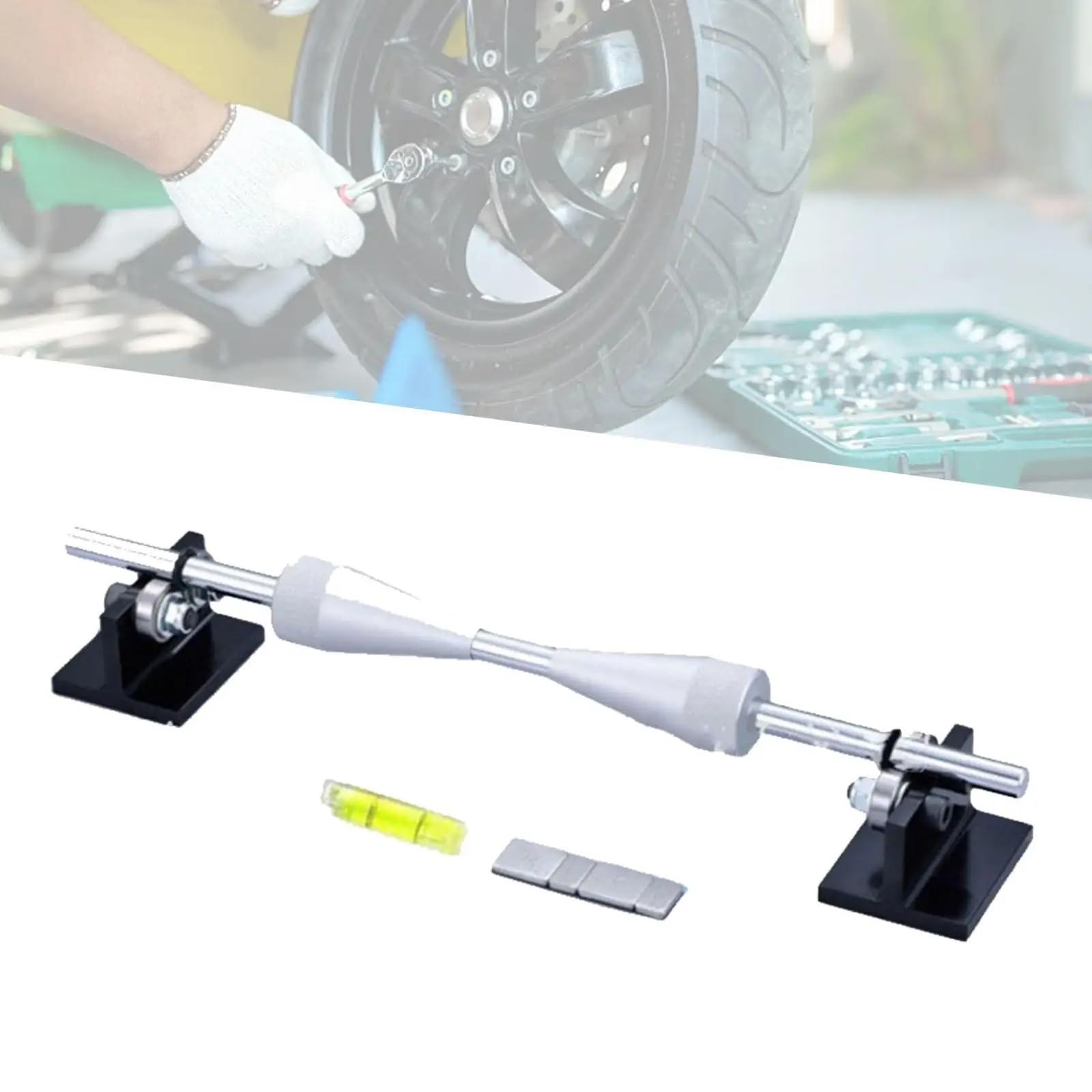 Wyważarka do kół motocykla z obciążnikami do felg – przenośny stojak aluminiowy | Przenośny stojak do wyważania opon motocyklowych z obciążnikami do kół – narzędzie do domowego