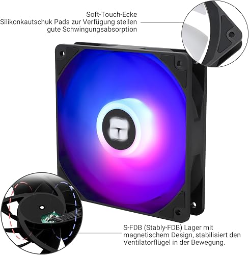 Thermalright TL-C12C-S X5 Ventilateur CPU ARGB 120mm, Lot de 5 ventilateurs de boîtier avec roulement S-FDB, ventilateur PWM silencieux pour ordinateur avec une vitesse jusqu'à 1550 tr/min - 4