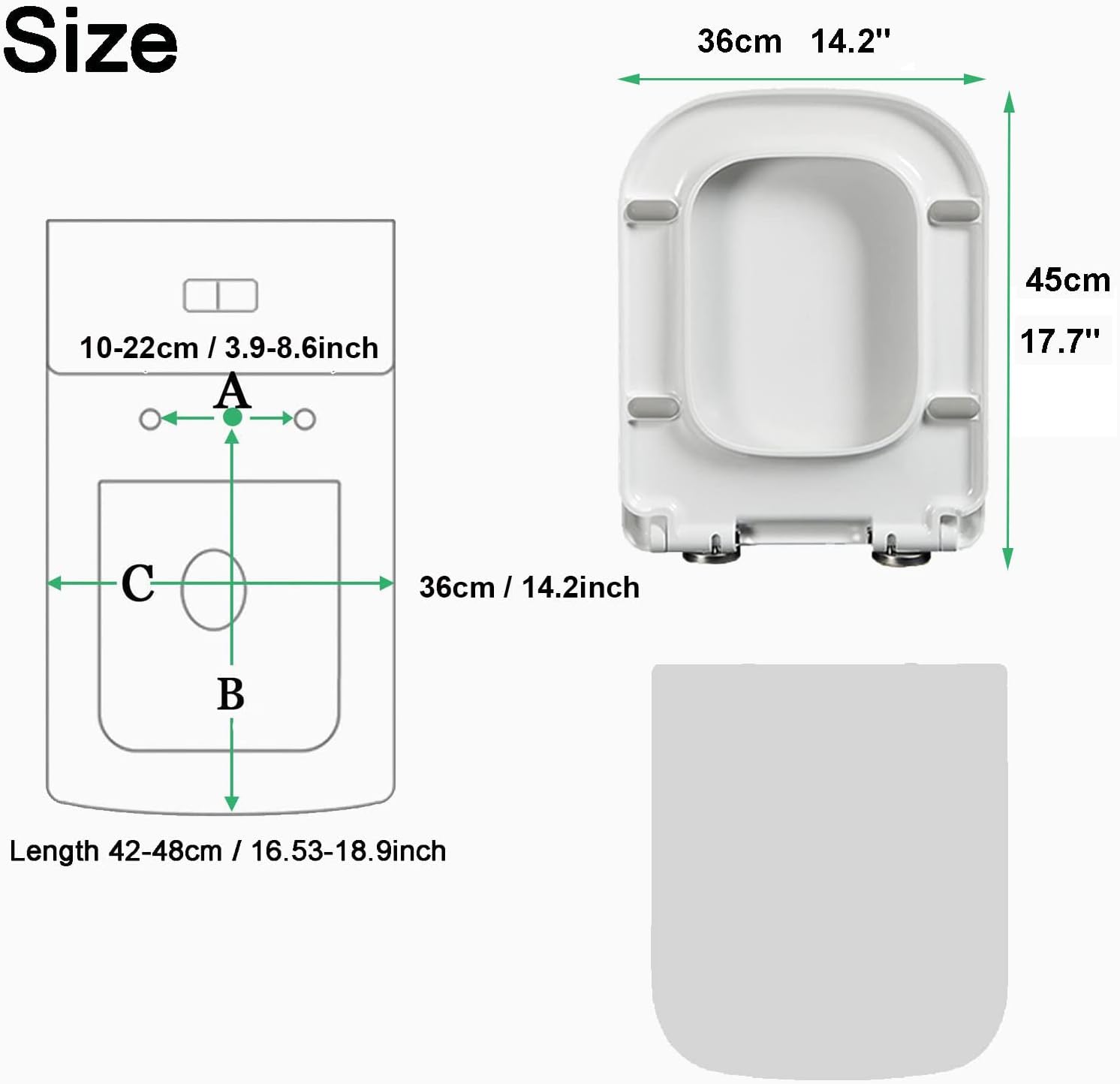 Soft Close Toilet Seat with Quick Release Square Toilet Seat Simple Top Fixing Square Toilet Seat, White Toilet Seats Soft Close Quick Release Toilet Lid Cover,04B(04B)