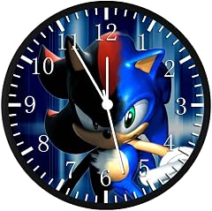 Borderless Black Frame Super Sonic Wall Clock Large 12 inch Clear Face Silent Non Ticking Nice for