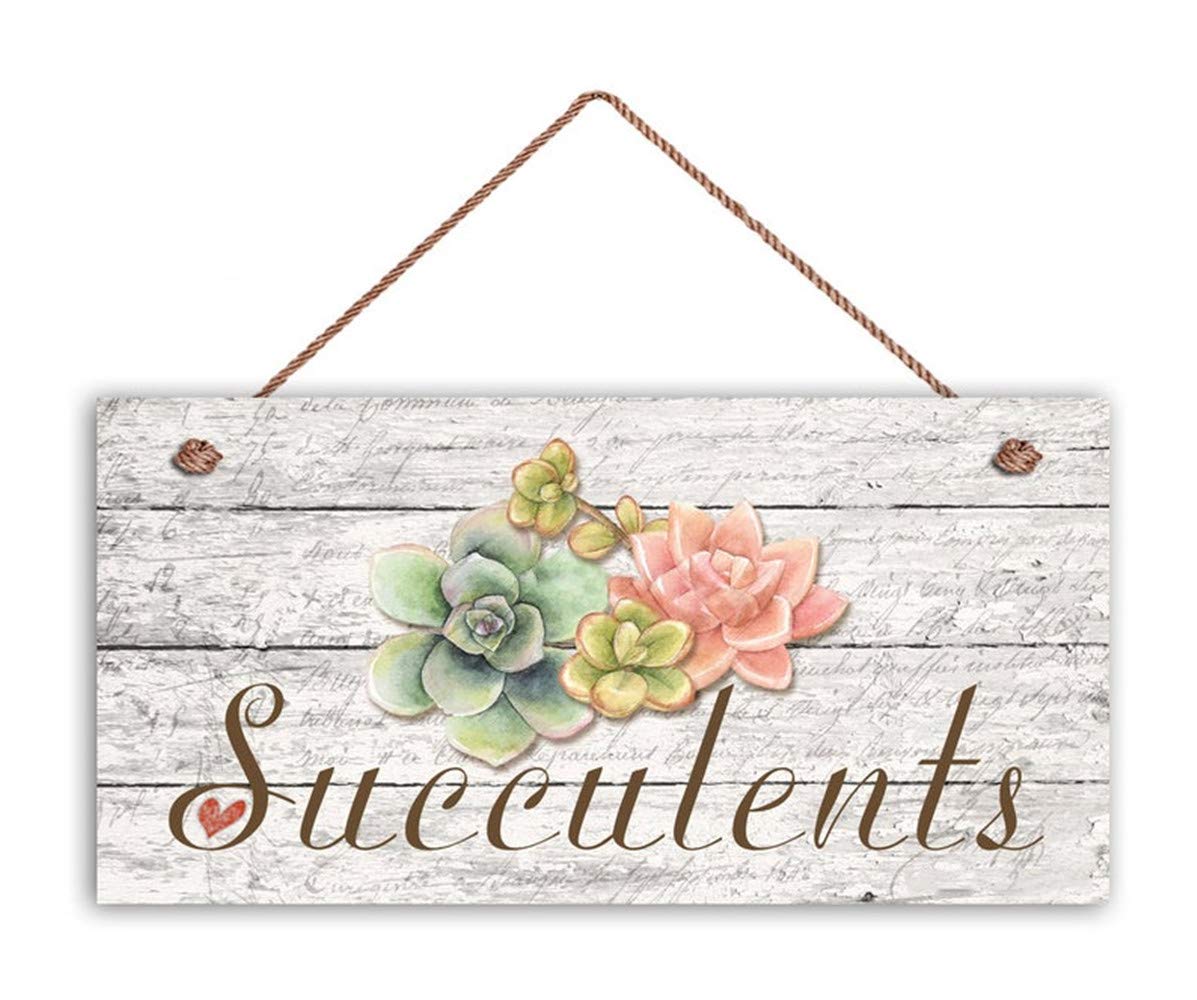 MAIYUAN Succulents Sign, Garden Sign, Rustic Decor, Plant on Distressed Wood Design, 6" x 12" Sign, Gift, Gift for Gardener(KHW750)