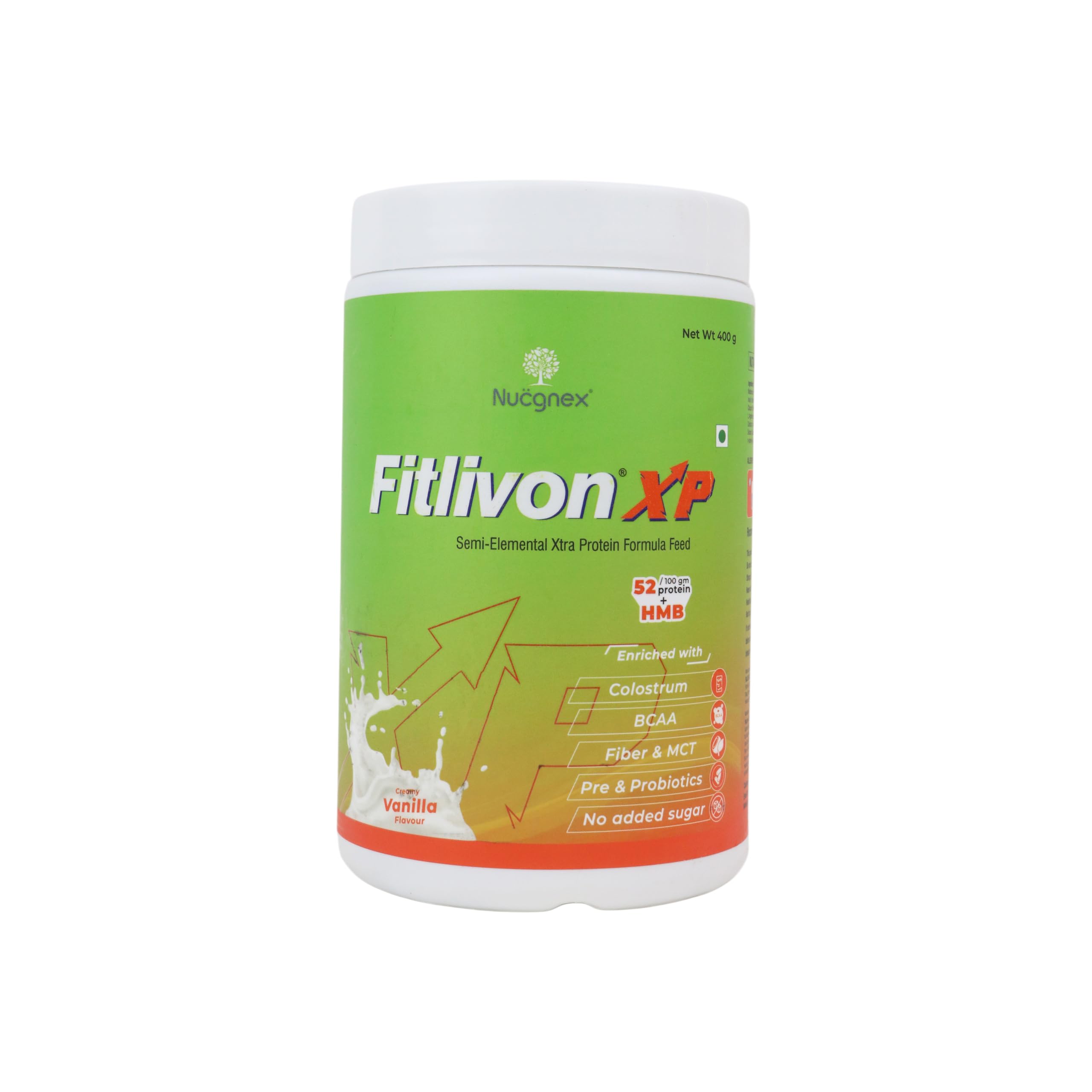 Fitlivon XP Protein Powder for Muscle Gain & Recovery | 52g Protein with HMB, BCAA, Omega 3, Probiotics, Multivitamins | Health Supplement Drink for Adults & Elderly | Vanilla Flavour – 400g