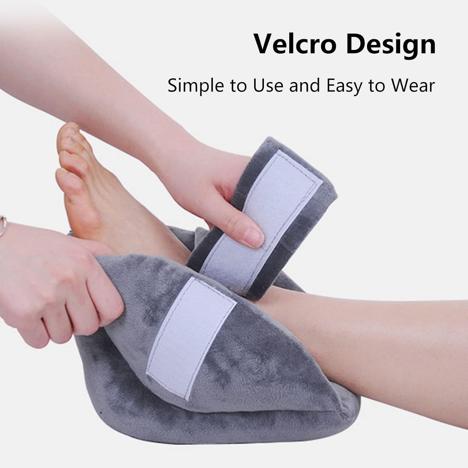 TsoLay Almohadas Protectoras para el talón, 1 par de Almohadas Protectoras para el talón antiescaras con Cierre de Correa mágica, Cojines Ajustables para el Tobillo, para postrados en Cama
