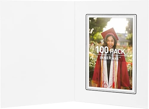 Golden State Art, Paquete de 100 carpetas de fotos de 4 x 6, marco de fotos de cartón, tarjetas de papel para fotos, tarjetas de