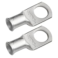 Vista 44 de SELTERM 25 piezas de lengüetas de cable de batería de cobre estañado de grado marino de 2/0 AWG de 3/8 pulgadas, terminales de anillo de calibre 00