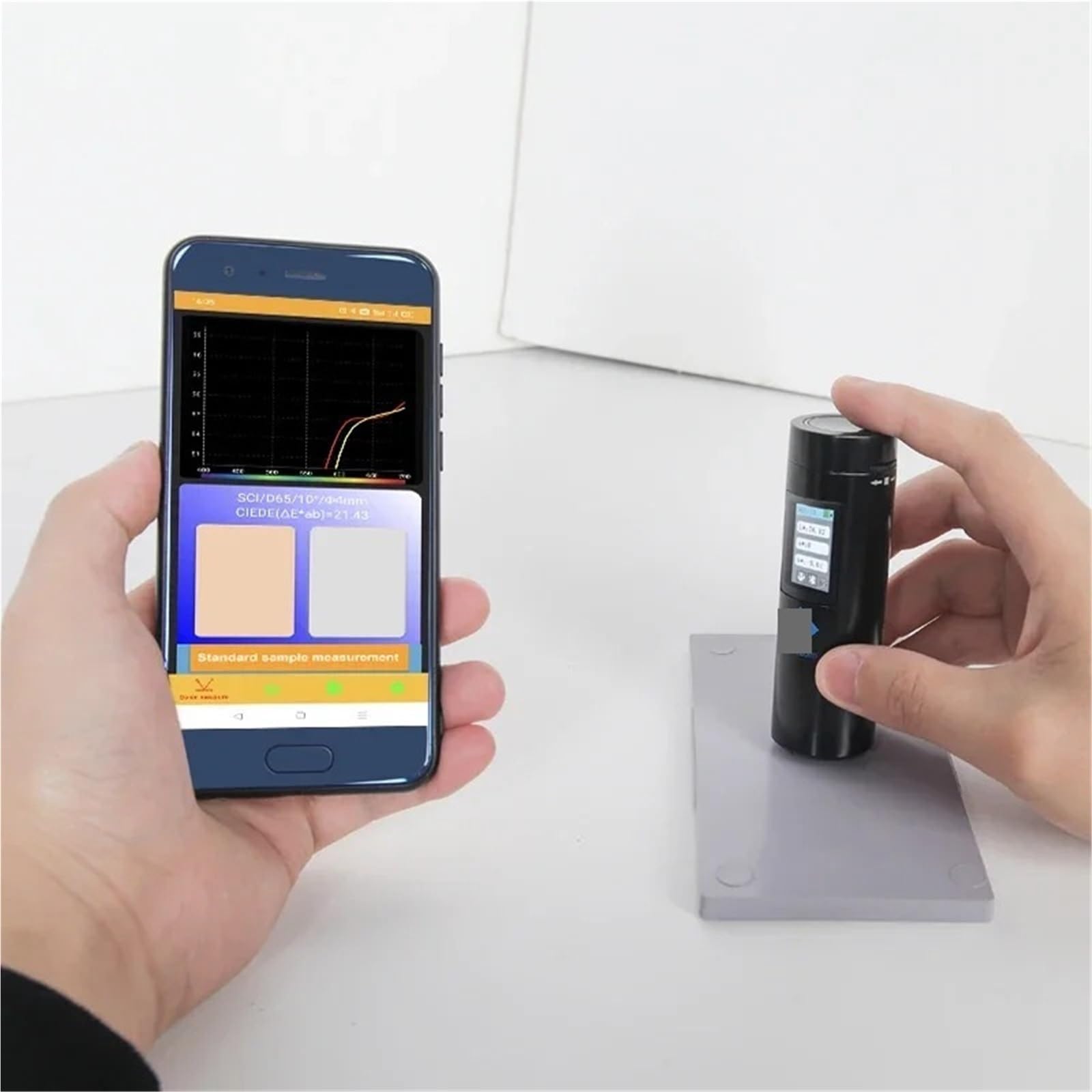 Colorímetro Portátil, Espectrómetro Digital con Apertura de 8mm | Diferencia de Color Eab, LED de Espectro Completo, Rango 400–700nm, Análisis CIE LAB y AE para Control del Color