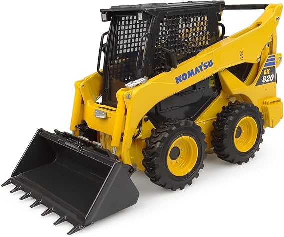 Universal Hobbies Komatsu SK820 Skid Steer Loader with 2 implements Fork and Bucket, 1:25 Scale Diecast Construction Model, Collectible Replica UH8177