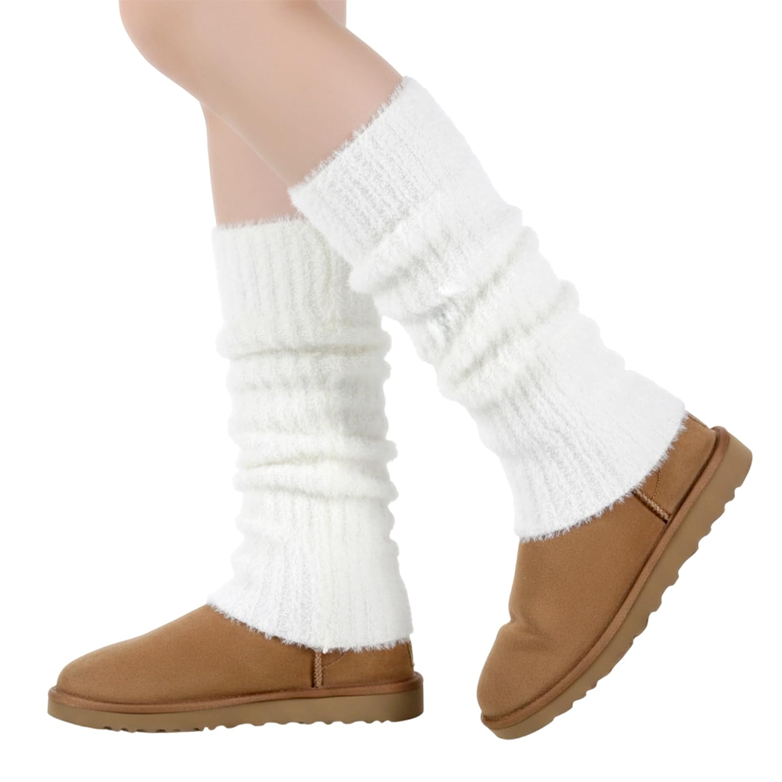 White Fuzzy Leg Warmers Fluffy Knit Ankle Socks Winter Ruffle Kawaii Leg Warmers Ankle Warmer College Concert Thick