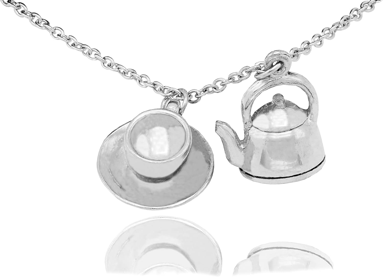 quan jewelry Teacup Teapot Charm, Tea Quotes Jewelry Gifts for Tea Lovers for Women with Inspirational Greeting Card